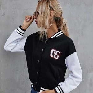 Numbered Patch Color Black Varsity Jacket